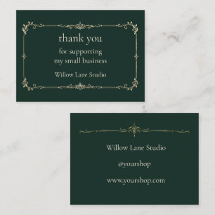 Deep Green Small Business Thank You Insert Card