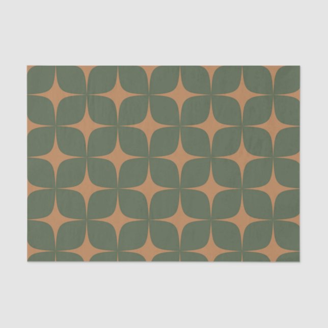 Deep Green Terracotta Mid Century Modern Boho Tissue Paper (Front)