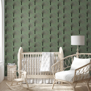 Deep green tree wall paper wallpaper