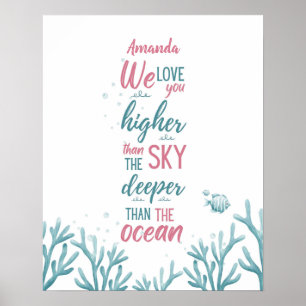 Deep Green Turquoise Love Customisable Poster