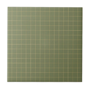 Deep Green & Yellow Chequered Retro Minimalist  Tile