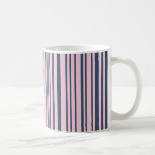 Deep Grey Blue and Pink Stripes Coffee Mug