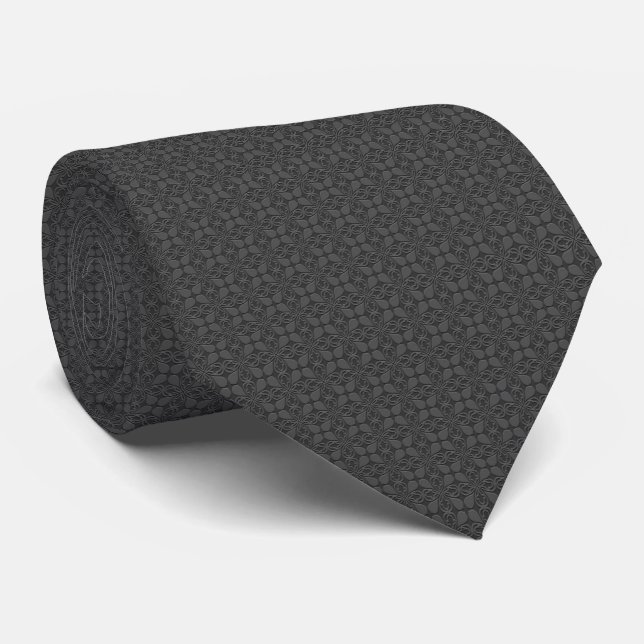Deep Grey Charcoal Neutral Modern  Tie (Rolled)