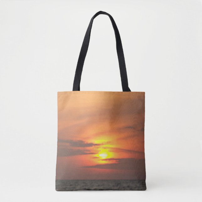 Deep Horizon Sunset Ocean Glow Tote Bag (Front)