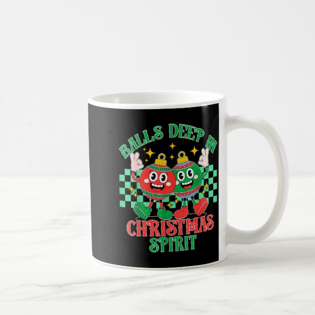 Deep In Christmas Bauble Festive Checkered Xmas  Coffee Mug (Right)