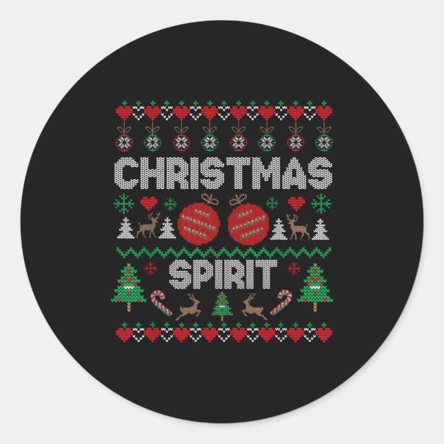 Deep In Christmas Srit Couples Matching Ugly Sweat Classic Round Sticker (Front)