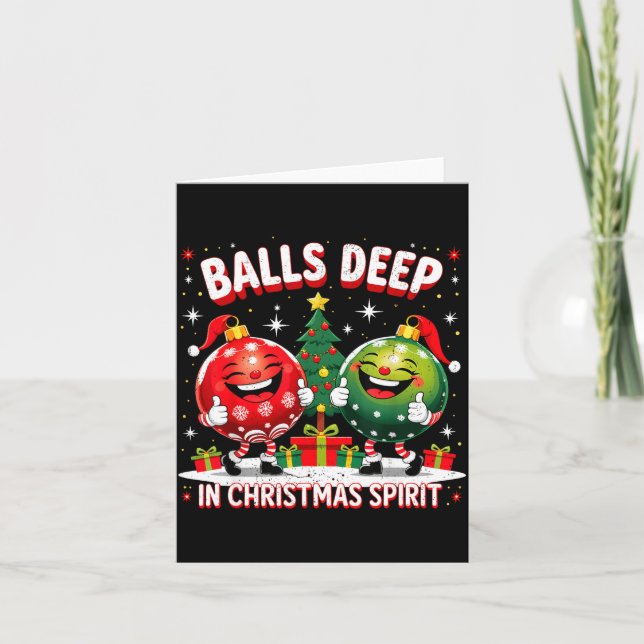 Deep In Christmas Srit Funny Ornament  Card (Front)