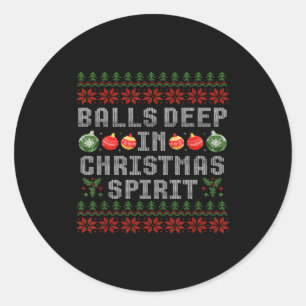 Deep In The Christmas Srit Couples Ugly Matching  Classic Round Sticker