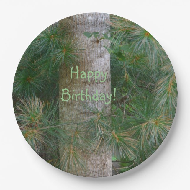 Deep In The Pines Happy Birthday Paper Plate (Front)