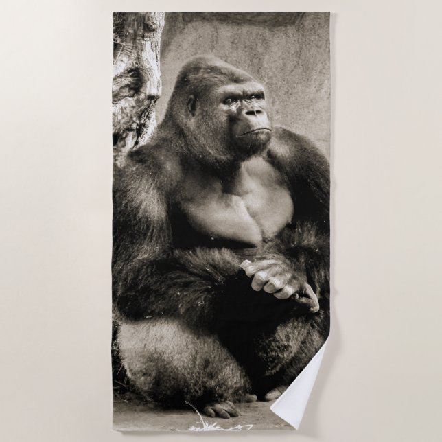 DEEP IN THOUGHT Beach Towel (Front)