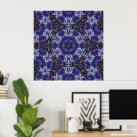 Deep Indigo Swirl Mandala with Fluid Patterns