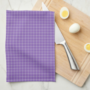 Deep Lavender and white Windowpane Plaid Tea Towel