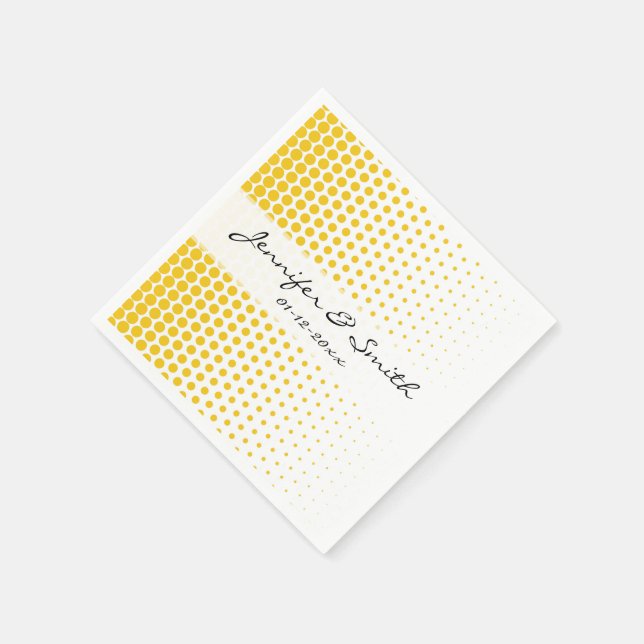 Deep Lemon Polka Dots Modern White Napkin (Corner)