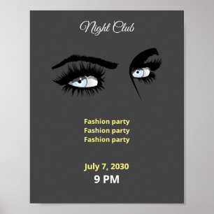 Deep Light Blue Solid Colours Drawing Female Glanc Poster