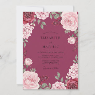 Deep Magenta Bloom Wedding Invitation