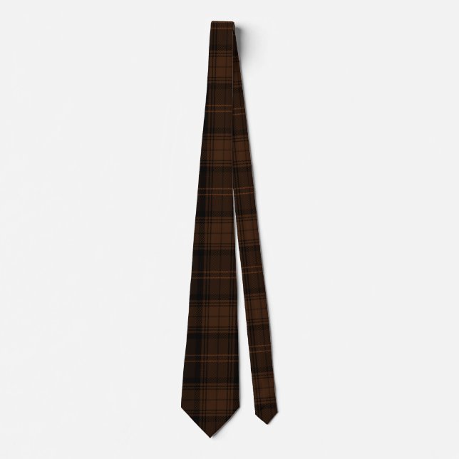 Deep Maroon, Dark Olive, Black Tartan Pattern Tie (Front)