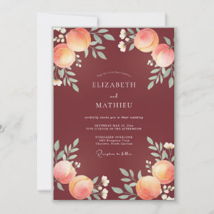 Deep Maroon Ranunculus Eucalyptus Wedding Invitation
