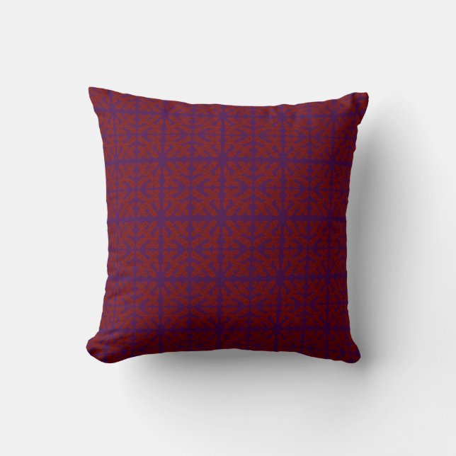 Deep maroon wine red and darkest purple patterns cushion (Front)
