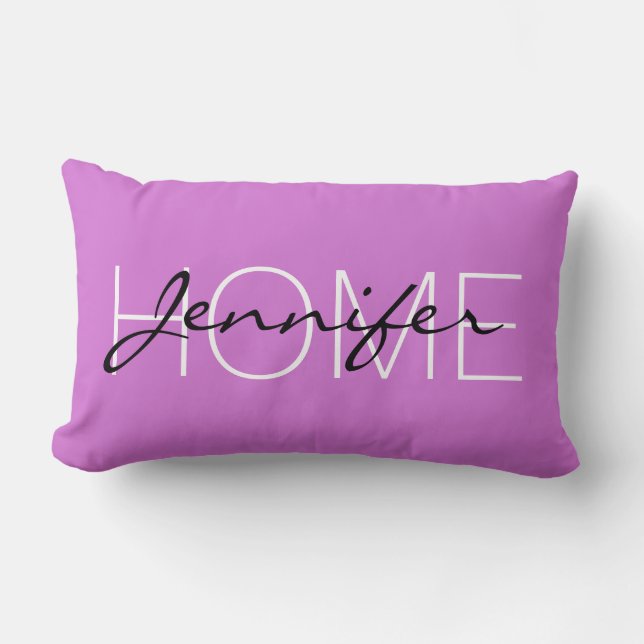 Deep mauve colour home monogram lumbar cushion (Front)