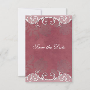 Deep Mauve Rose Save the Date Wedding Cards