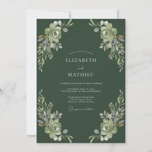 Deep Moss Foliage Wedding Invitation (Front)
