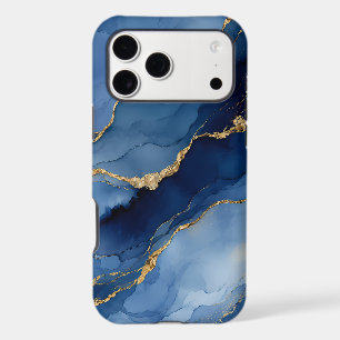 Deep Navy Blue and Gold Alcohol Ink Agate Texture