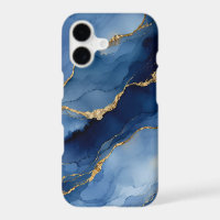 Deep Navy Blue and Gold Alcohol Ink Agate Texture