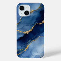 Deep Navy Blue and Gold Alcohol Ink Agate Texture