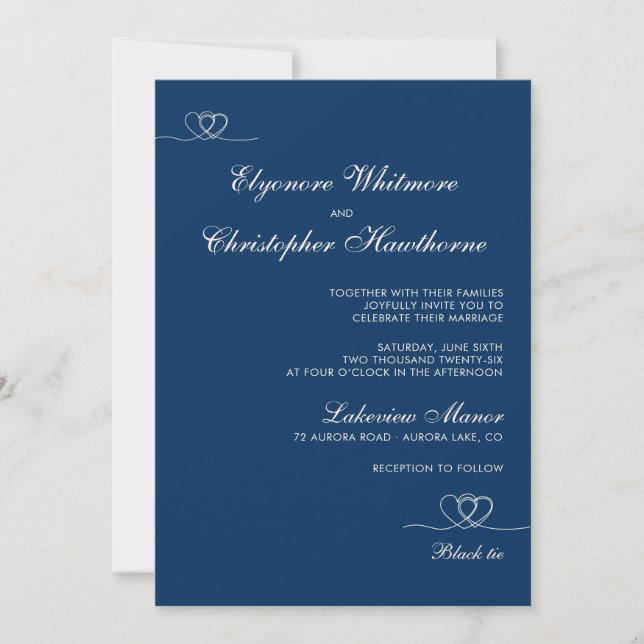 Deep Navy Blue Modern Chic Mix and Match Wedding Invitation (Front)
