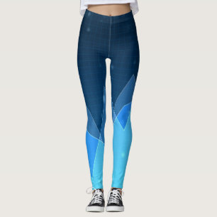 Deep Navy Blue Ocean Wave Gradient Yoga Leggings