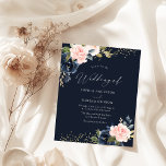 Deep Navy & Blush Budget Wedding Invitation<br><div class="desc">Deep Navy & Blush Budget Wedding Invitation</div>