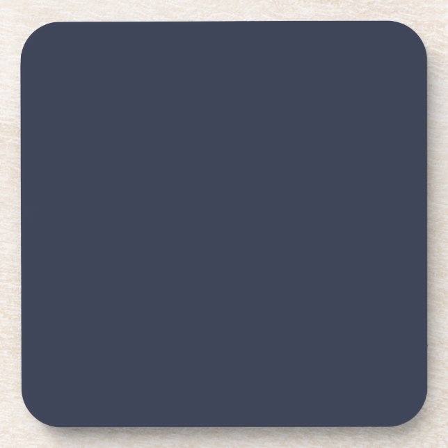 Deep Navy Dark Blue Solid Trend Colour Background Coaster (Front)