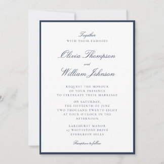 Deep Navy Framed Wedding Invitation