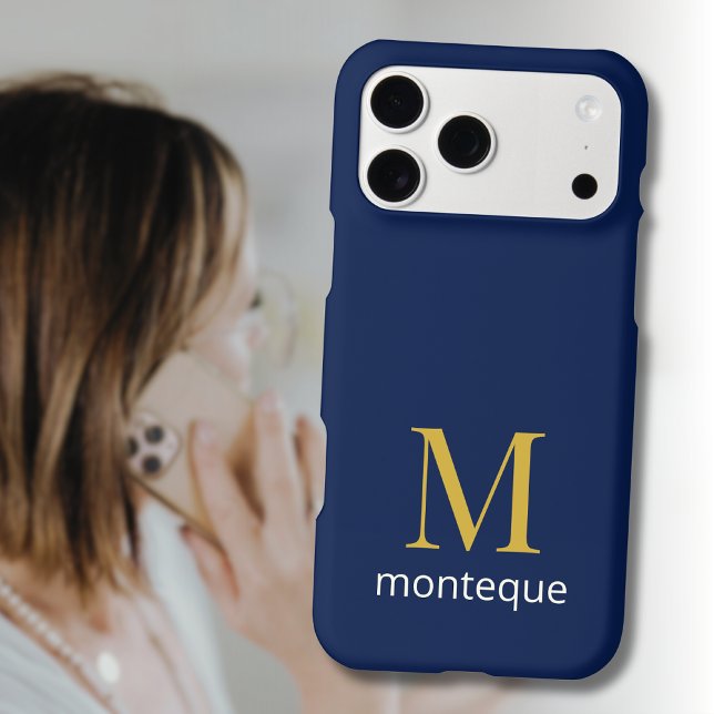 Deep Navy Gold Monogram Personalised Name Luxury  (Creator Uploaded)