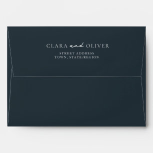 Deep Navy Ivory Nautical Wedding Return Address Envelope