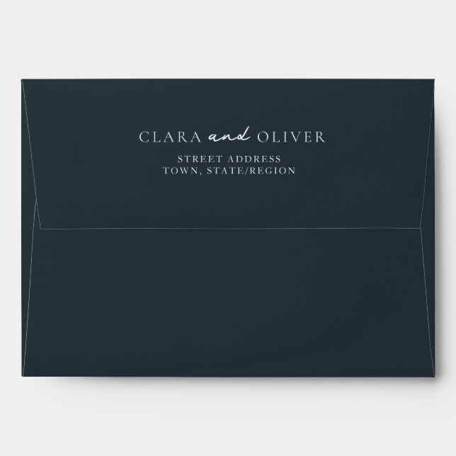 Deep Navy Ivory Nautical Wedding Return Address Envelope (Back (Top Flap))