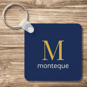 Deep Navy Luxury Custom Monogram Gift For Her Key Ring