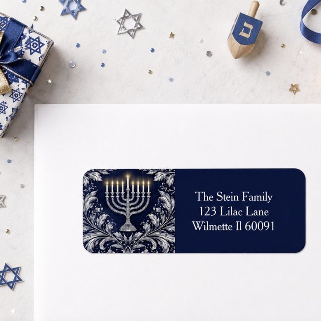 Deep Navy Menorah William Morris Pattern (Creator Uploaded)