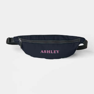 Deep navy pink custom name bum bags