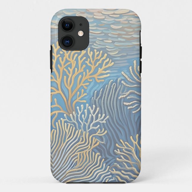 Deep Ocean Golden Corals Case-Mate iPhone Case (Back)