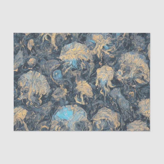 Deep Ocean Mystical Jellyfish Pattern Ethereal Art Tissue Paper (Front)