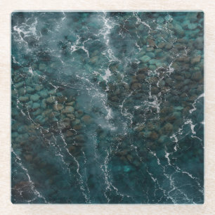 Deep Ocean Rock Texture Glass Coaster