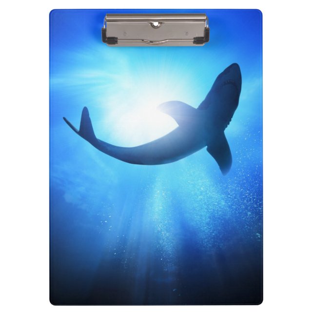 Deep Ocean Shark Silhouette Clipboard (Front)