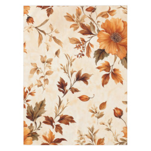 Deep Orange Amber Vintage Floral Autumn Pattern Tablecloth