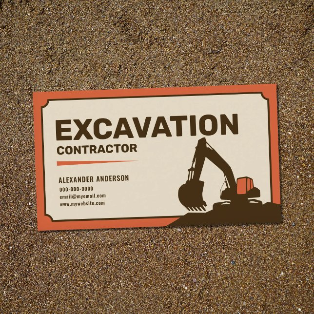 Deep Orange & Brown - Excavation Contractor Business Card (Deep Orange & Brown - Excavation Contractor Business Card)