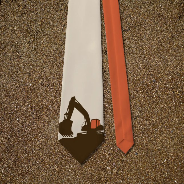 Deep Orange & Brown - Excavator Tie (Deep Orange & Brown - Excavator Neck Tie)