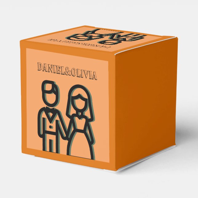 Deep Orange Wedding Favour Box (Back Side)