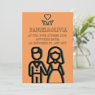 Deep Orange Wedding Invitation