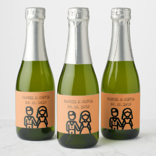 Deep Orange Wedding Sparkling Wine Label