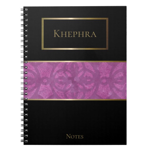 Deep Orchid Purple Batik Simple Name Notebook (Front)